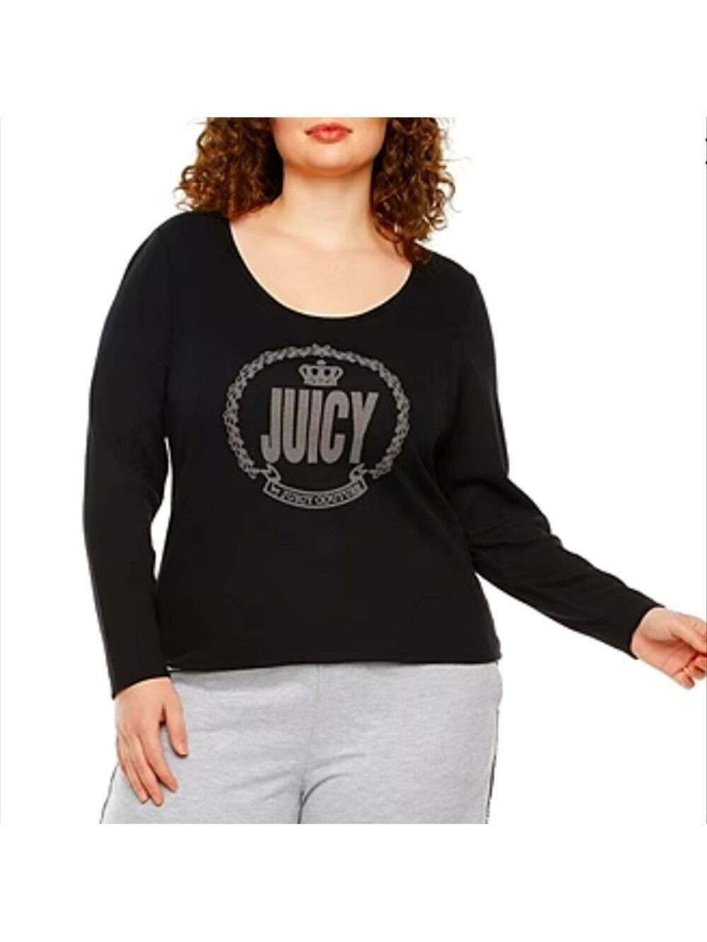 JUICY COUTURE WOMEN'S PLUS BOAT NECK LONG SLEEVE T-SHIRT 2X